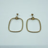 Unusual Large Rectangular 9ct Gold Hoop Earrings 375