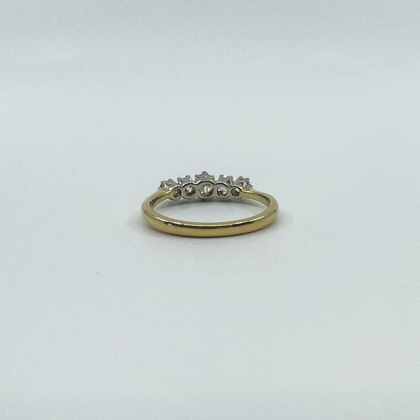 Antique 18ct Gold 0.50ct Diamond 5x Stone Ring 750 Size K