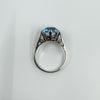 Vintage Sterling Silver 3.60ct Blue Topaz Solitaire Ring 925 Size N 1/2