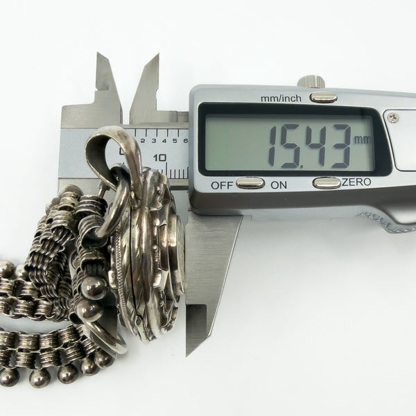 Large Antique Victorian Sterling Silver Reversible Locket & 18.5" Book Chain 925