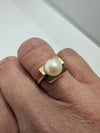 Vintage 9ct Gold 7.3mm Pearl Solitaire Ring 375 Size L - M (1975)