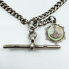 Vintage Sterling Silver 16” Albert Chain & T-Bar with MOP Fob (Edinburgh 1950) 