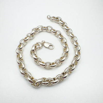 Chunky 18” Belcher Chain / Necklace in Sterling Silver 925 Heavy 97g