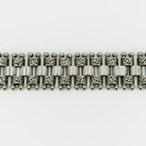 RARE Antique Victorian Sterling Silver Floral Engraved Book Chain Bracelet 925