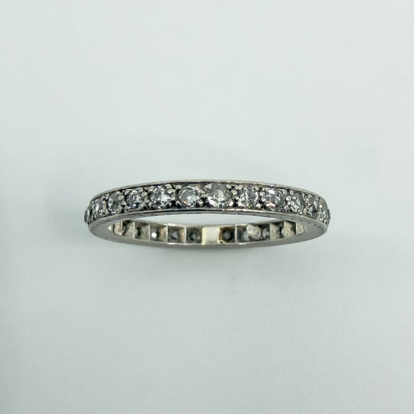 Antique Platinum Old Cut Diamond Full Eternity Band / Ring Size L - M