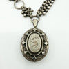 Large Antique Victorian Sterling Silver Reversible Locket & 18.5" Book Chain 925