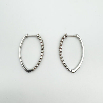 10ct White Gold Large Diamond Hoop Earrings