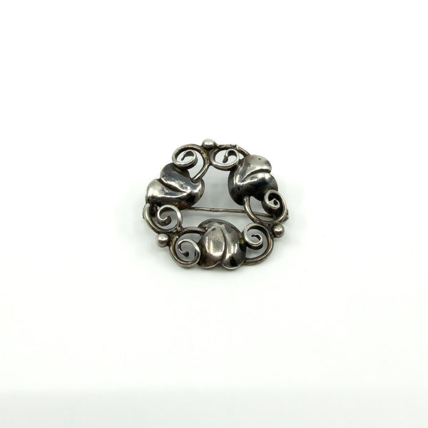 Vintage Sterling Silver Floral Brooch 925