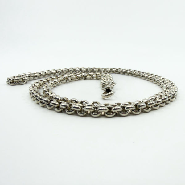 Chunky Vintage Sterling Silver 33” Rolo Links Chain & Dog Clip 925 60g 1997