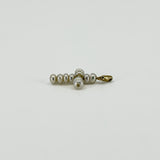 Tiny Vintage 9ct Gold Freshwater Pearl Christian Cross Pendant / Charm 375