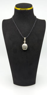 Chunky Sterling Silver Vintage Perfume / Poison Bottle Engraved Pendant 925