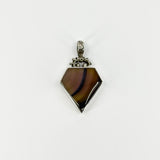 Large Chunky Vintage Brown Banded Agate Fob Pendant 925 by David Scott Walker
