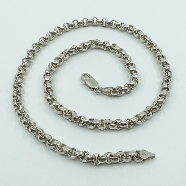 Chunky Sterling Silver 22.5” Rolo Belcher Links Chain 925 Heavy 58g Unisex