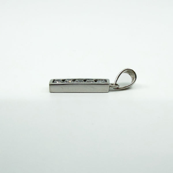 14ct White Gold CZ Bar Pendant / Charm 585