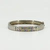Chunky Sterling Silver Multi Coloured CZ Oval Bangle / Bracelet 925