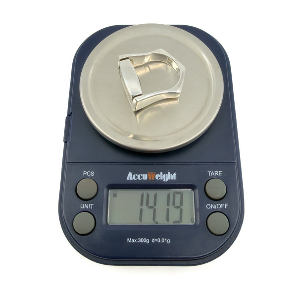 Chunky Sterling Silver Reversible Black Onyx & MOP Guess Ring Size L - M 925