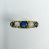Vintage 9ct Gold Sapphire & Opal Band / Ring 375 Size L Eternity Half Hoop