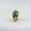Antique 14ct Rose Gold Turquoise Bombe Ring Size M 