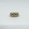 Vintage Chunky 9ct Gold CZ Starburst Trilogy  Ring / Gypsy Band Size R 