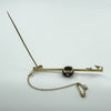 Antique / Art Deco 18ct & 15ct Gold Diamond & Black Onyx Bar Brooch 750