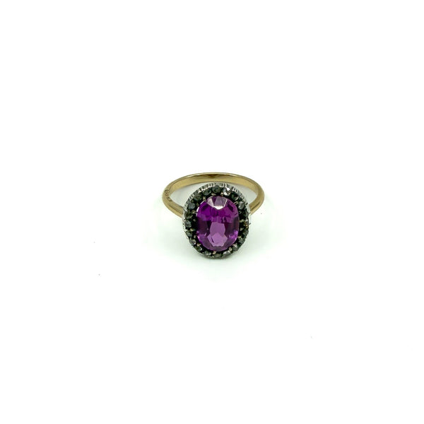 Antique / Art Deco 14ct Gold Pink Sapphire & Rose Cut Diamond Ring 585 Size O