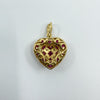 Vintage 9ct Gold Puffy Ruby & Diamond Heart Pendant 375