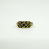 Antique Art Deco 18ct Gold Sapphire & Old Cut Diamond Half Hoop Ring 750 Size P