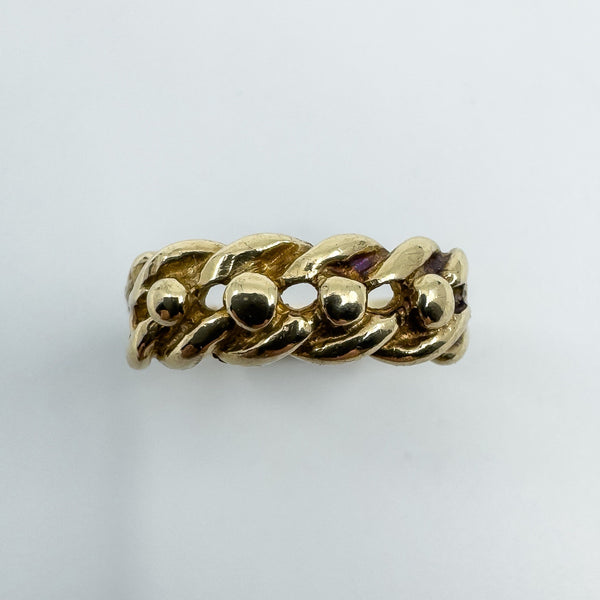 Vintage 9ct Gold Single Row Keeper Ring 375 Size L (London 1979)