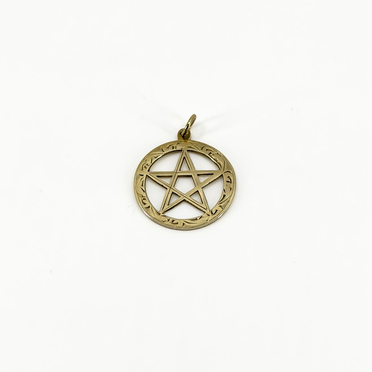Vintage 9ct Rose Gold Engraved Pentagram / Pentacle Pendant 375 (Birm 1973)