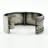 Wide Antique 1883 Victorian Sterling Silver Engraved lvy Leaf Bangle 925