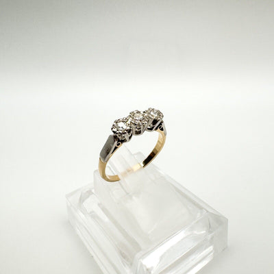 Vintage Antique 18ct Gold Diamond 0.15ct Trilogy Ring Size L - M 2.3g