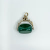 Vintage 9ct Gold Green Chrysoprase Fob Pendant / Charm (London 1980)