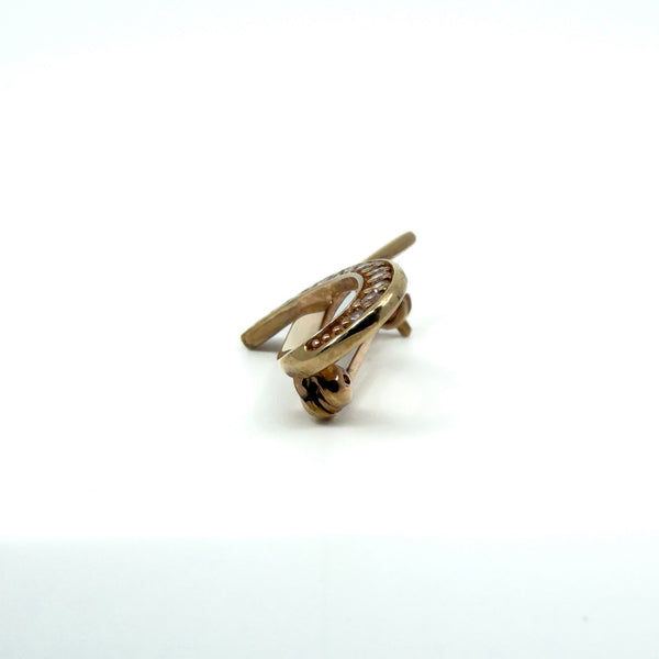 Contemporary Gold on Sterling Silver CZ Ribbon Brooch 925