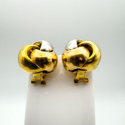 18ct Gold Chunky Tricolour Lovers Knot Stud Earrings 7g Rose White Yellow Gold