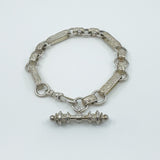 Vintage Sterling Silver Fancy Link Engraved T-Bar & Dog Clip 8” Bracelet 925 23g