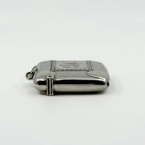 Large Antique 1904 Sterling Silver Reversible Vesta Case Engraved Locket 925