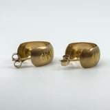 Vintage 9ct Gold Chunky Matt / Brushed Diamond Cut Hoop Earrings 375 (Birm 1977)