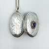 Vintage Sterling Silver Oval Amethyst Photo Locket Pendant & 22” Chain 925
