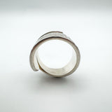 Modernist Snake Ring / Half Hammered Crossover Band in Sterling Silver Size L