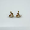 Vintage 9ct Gold 3x Coloured Gold Triangular Earrings White Rose Yellow Gold 375