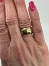 Wide Chunky Vintage 9ct Gold Starry Engraved Full Band Ring 375 Size L 1963