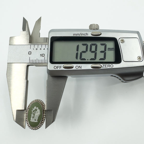 Vintage Sterling Silver Wedgewood Green Jasper Ware Cameo Ring 925 Size N - O