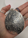 Rare Huge Oversized Chunky Vintage Sterling Silver Oval Photo Locket Pendant 69g