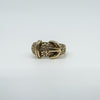 Vintage Chunky 9ct Gold Floral Engraved Buckle Ring 375 Size O 6.2g
