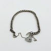 Vintage Sterling Silver Curb Links Bracelet with Heart Padlock & Key Charm 925