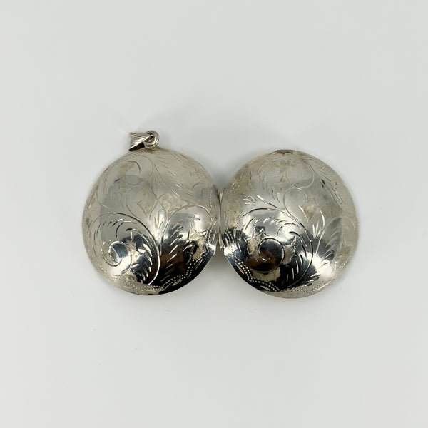 Vintage Sterling Silver Large Chunky Round Photo Locket 925 