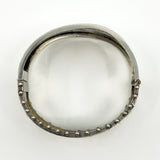 Wide Antique 1885 Victorian Sterling Silver & Gold Engraved Floral Bangle 925