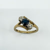 Vintage 9ct Gold 0.60ct Diamond & Sapphire Trilogy Ring Size N (London 1979) 