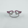 New Sterling Silver Ruby Double Angel Wings Ring 925 Size N - O