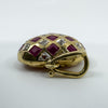 Vintage 9ct Gold Puffy Ruby & Diamond Heart Pendant 375